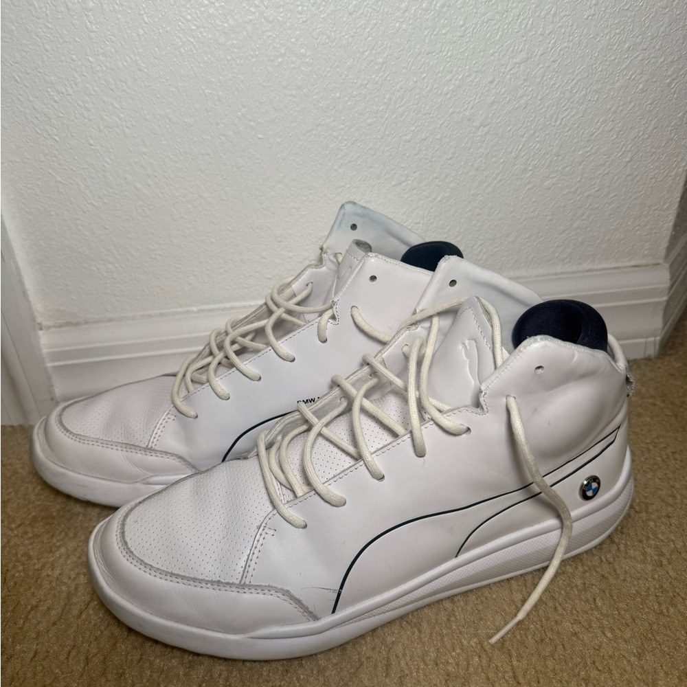 Puma White and Black Men's High-Top Sneakers